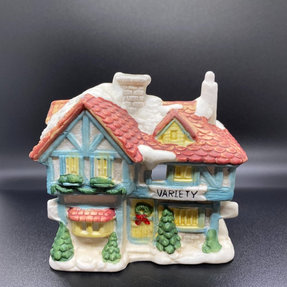 90's Vintage Porcelain Tea Light Christmas Village Variety In Original Box